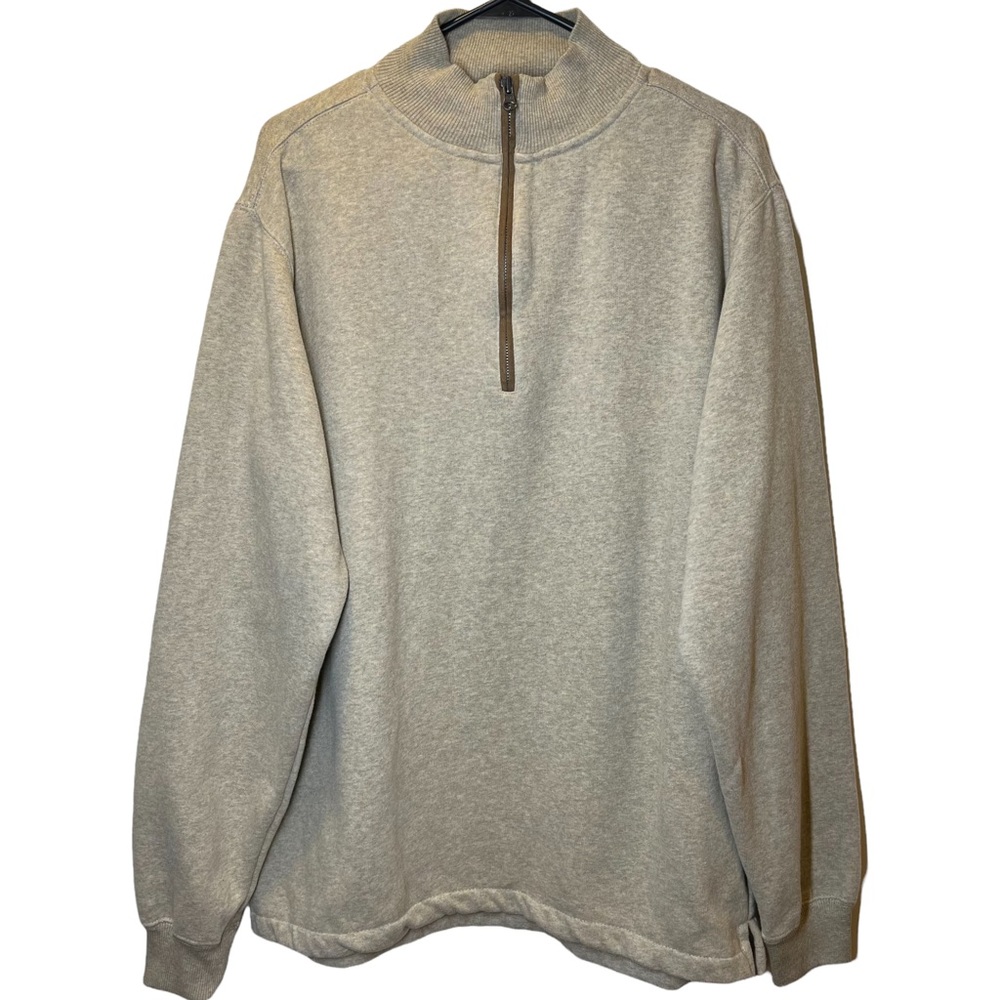 Woolrich Mens Quarter Zip Pullover Sweatshirt Sweater Gray Beige Sz Large Plaid